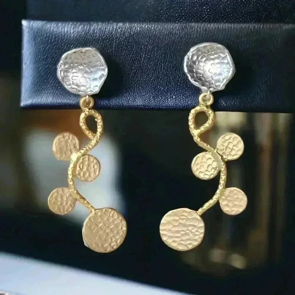 🆕️Turkish Artisan 18K Gold Plated Brass Handcrafted Luxury  Statement Earrings - Picture 6 of 14